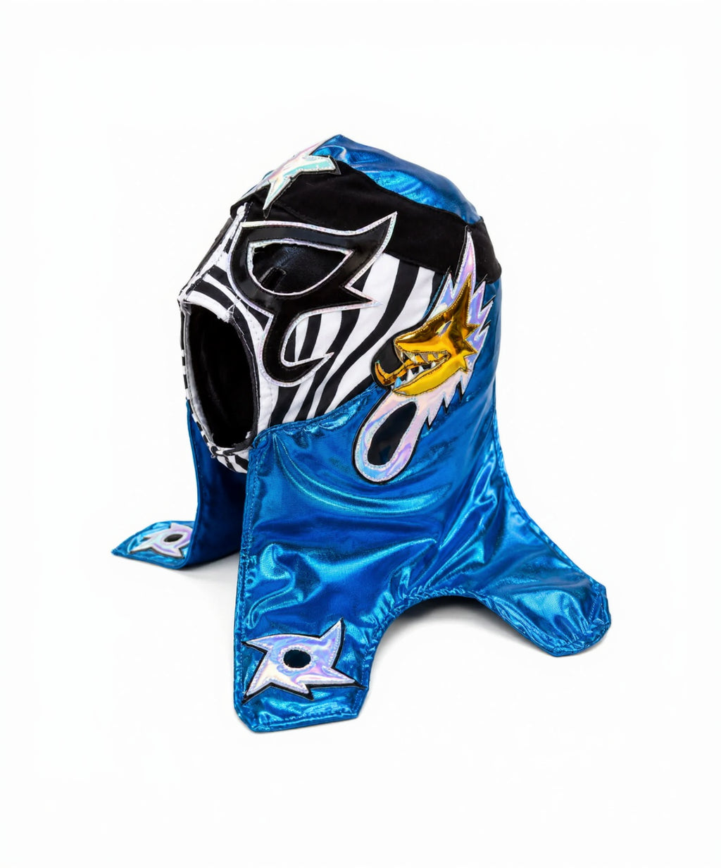 Colorful mask  with star designs on a white background